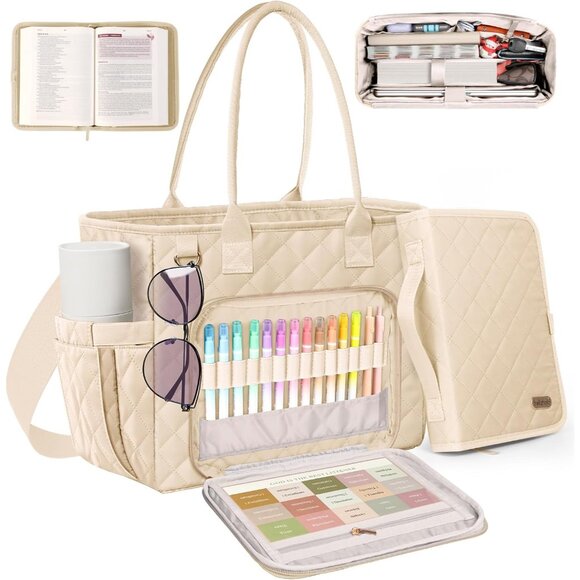 Accessories - Large Bible Bag with Bible Cover Case for Women, Church Bag with shoulder strap,